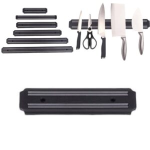 generic magnetic knife strip for wall, strong powerful magnetic knife storage strip, space-saving magnetic knife holder rack, punch-free kitchen utensil holder (19cm*4.8cm), black