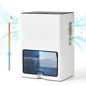 118 oz dehumidifier for home, quiet small dehumidifiers (800 sq.ft), 2 working modes,timing setting, auto shut off, 5 colors led light dehumidifier for basement bedroom bathroom