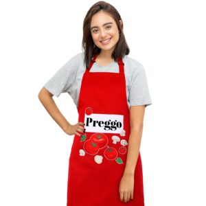 Maiteenly Halloween Women Preggo Apron Preggo Costume Tomato Sauce Jar Red Baker Apron for Halloween Cosplay Costume Contest Party Cake Kitchen Cook