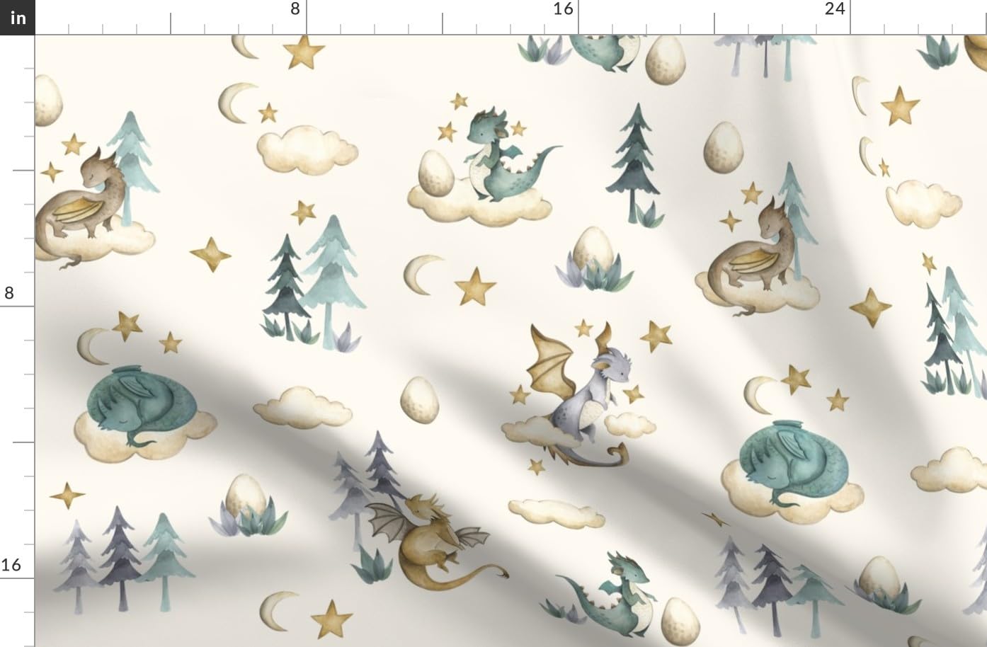 Spoonflower Fabric - Baby Dragon Whimsical Fun Cute Happy Cheerful Fantasy Mythical Beige Printed on Polartec(R) Fleece Fabric by The Yard - Sewing Blankets Loungewear and No-Sew