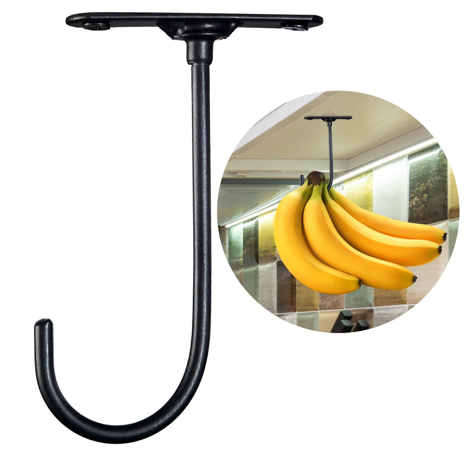 Rooyar Self Adhesive Banana Hook Metal Banana Hanger Under Cabinets Hook for Banana Or Other Kitchen Items Keep Banana