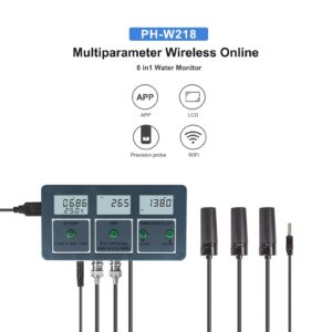 New Professional 8 in 1 Multi-parameter Water Testing Meter Digital LCD Multi-function Water Quality Monitor PH/EC/TDS/SALT/S.G/CF/ORP/Temperature Multiparameter Water Quality Tester