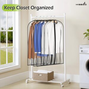 MISSLO All Clear Garment Bags for Hanging Clothes 40" Suit Bags for Closet Storage Plastic Clothes Covers for Shirts, Jackets, Coats, 6 Packs