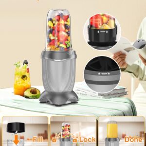 Smoothie Blender, 1000 W Upgraded Compact Personal Blender for Shakes and Smoothies, Juice, Frozen Drinks, Sauces & More, Smoothies Maker with 2 * 26 Oz To-Go Cups, 2*Spout-Lids