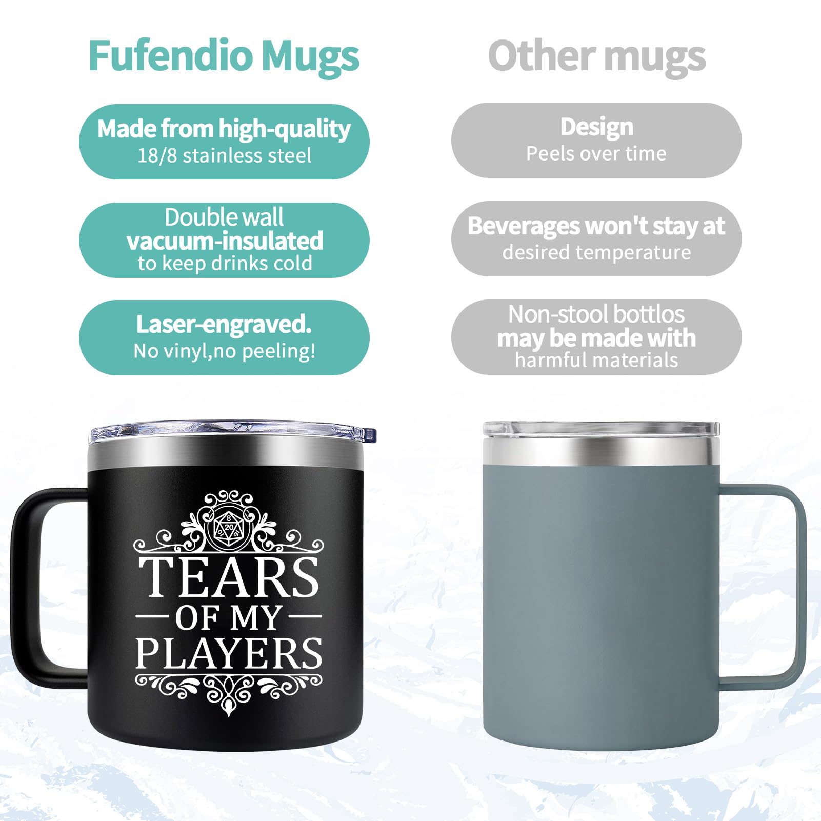 Fufendio Dungeons and Dragons Gifts for Men Women - Tears of My Players Mug 14oz - Dnd Gifts for Brother Friend - Dungeons and Dragons Christmas Gifts Ideas - Dungeon Master Gifts