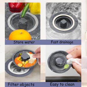 2 Pack Upgraded 3 in 1 Kitchen Sink Drain Strainer, Pop Up Sink Strainer Kitchen Drain Stopper Combo，Anti-Clogging Stainless Steel Sink Strainer Basket Plug & Cover for US Standard 3-1/2 Inch Drain