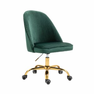 zobido comfy home office task chair with wheels, cute modern upholstered velvet seashell back adjustable swivel vanity desk chair, for women, for kids, for girls, living room, bedroom（green）