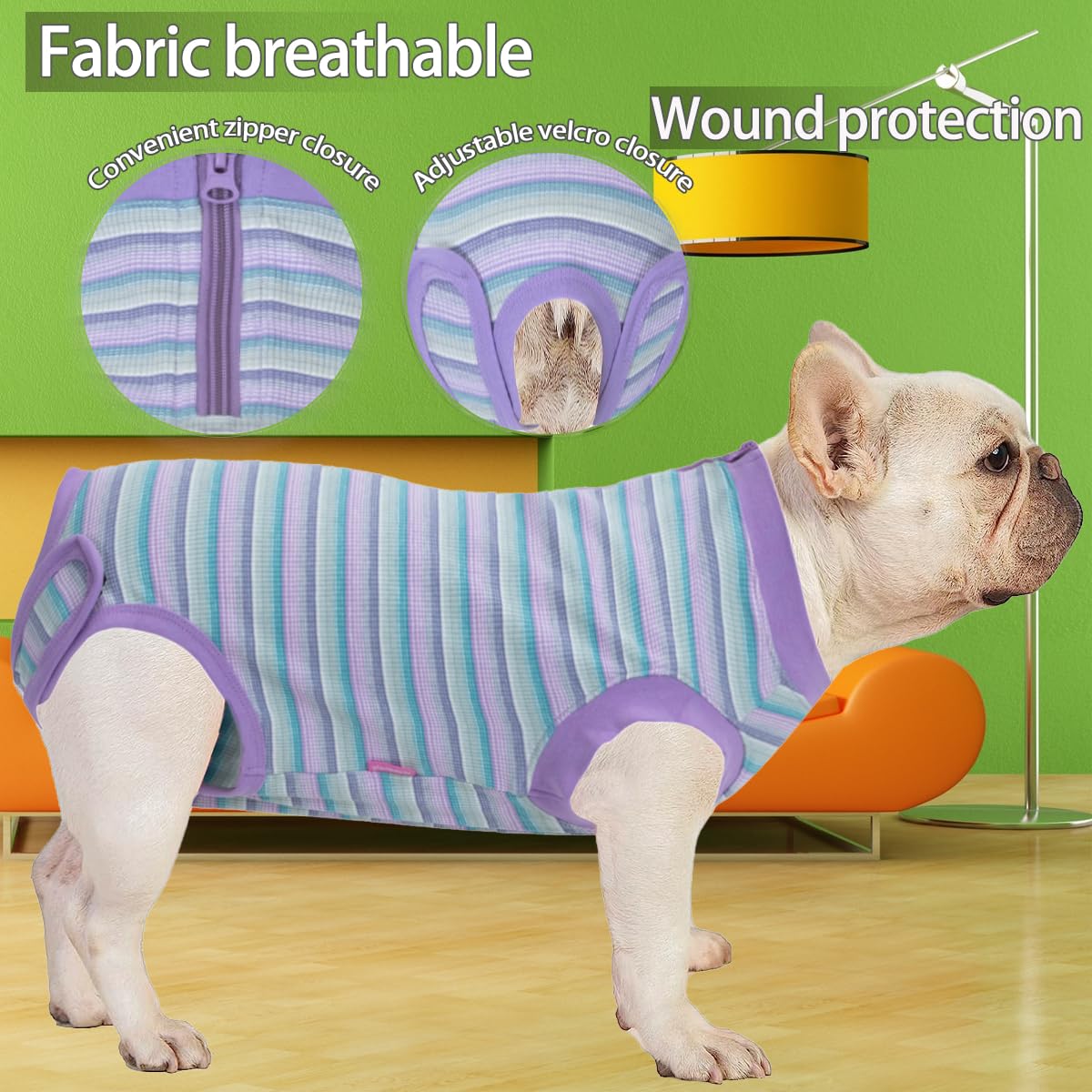 Wabdhally Dog Surgery Recovery Suit,Surgical Recovery Female Spay Suit for Medium Dogs Cats,Surgery Recovery Multi Purple Onesie M