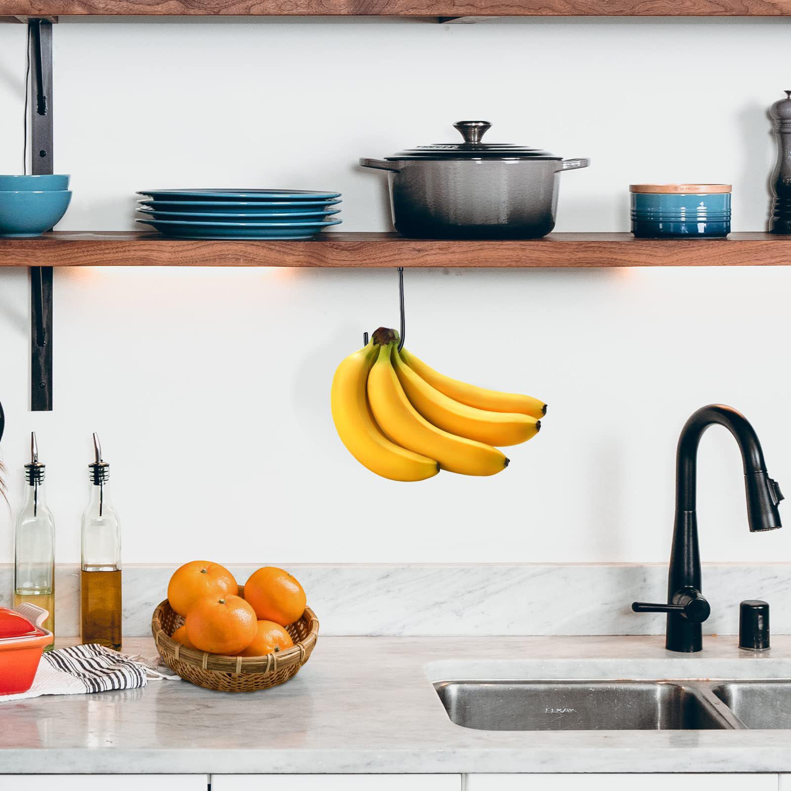 Rooyar Self Adhesive Banana Hook Metal Banana Hanger Under Cabinets Hook for Banana Or Other Kitchen Items Keep Banana