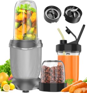 smoothie blender, 1000 w upgraded compact personal blender for shakes and smoothies, juice, frozen drinks, sauces & more, smoothies maker with 2 * 26 oz to-go cups, 2*spout-lids