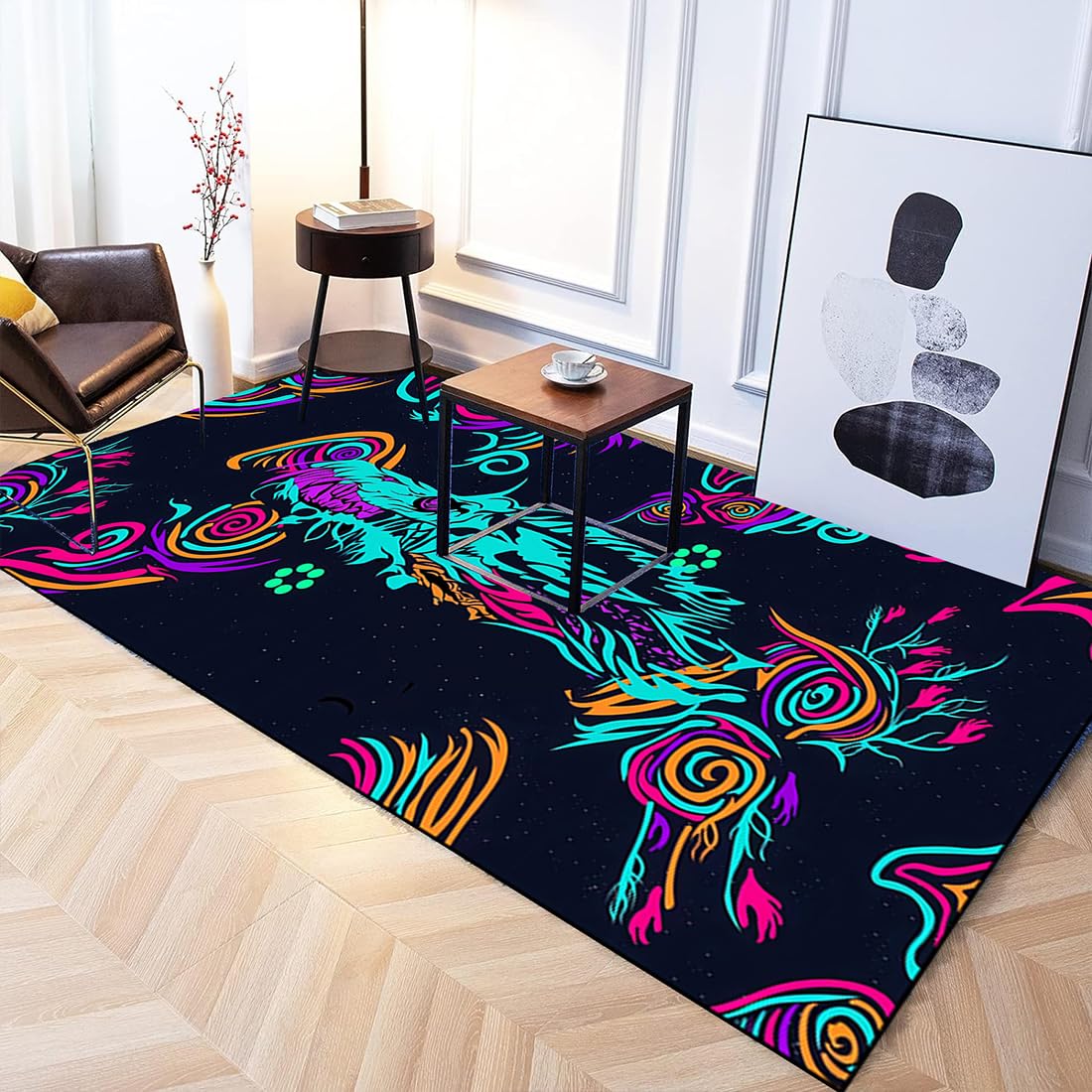 Shooting Game Skin Pattern Non-Slip Bedroom Area Rug,4x6ft Area Rugs,Medium Sized Indoor Rugs for Small Living Room, Kitchen, Bathroom, Modern Home Decor Ultrathin Carpet,Blue Pattern Black.