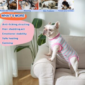 Wabdhally Dog Surgery Recovery Suit,Surgical Recovery Female Spay Suit for Medium Dogs Cats,Surgery Recovery Multi Pink Onesie M