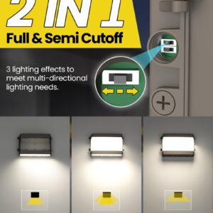 YARBO 2-in-1 Full & Semi Cutoff LED Wall Pack, 150W 120W 100W & 3000K 4000K 5000K Selectable, Timer Dimming & Photocell Wall Pack LED Exterior Light, 22500LM AC100-277V ETL Listed LED Wall Pack Light