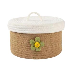 small covered storage basket, handmade woven fresh style desktop decoration, organizing household miscellaneous items