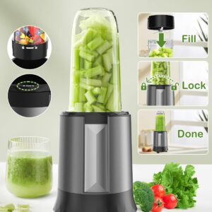 Smoothie Blender, 1300 W Upgraded Compact Personal Blender for Shakes and Smoothies, Juice, Frozen Drinks, Sauces & More, Smoothies Maker with 2 * 32 Oz To-Go Cups, 2*Spout-Lids