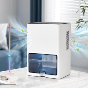 118 OZ Dehumidifier for Home, Quiet Small Dehumidifiers (800 sq.ft), 2 Working Modes,Timing Setting, Auto Shut Off, 5 Colors LED Light Dehumidifier for Basement Bedroom Bathroom