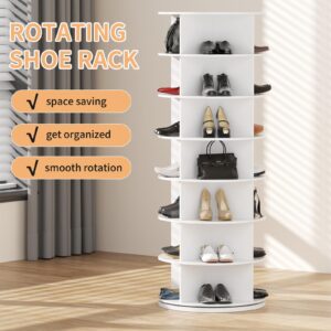 7 Tier Rotating Shoe Rack Tower, Revolving 360 Shoe Rack Storage Round Carousel,Spinning Shoe Display Lazy Susan, Vertical Handbag Rotate Shoes Closet Organization for Entryway Living Room Hallway.