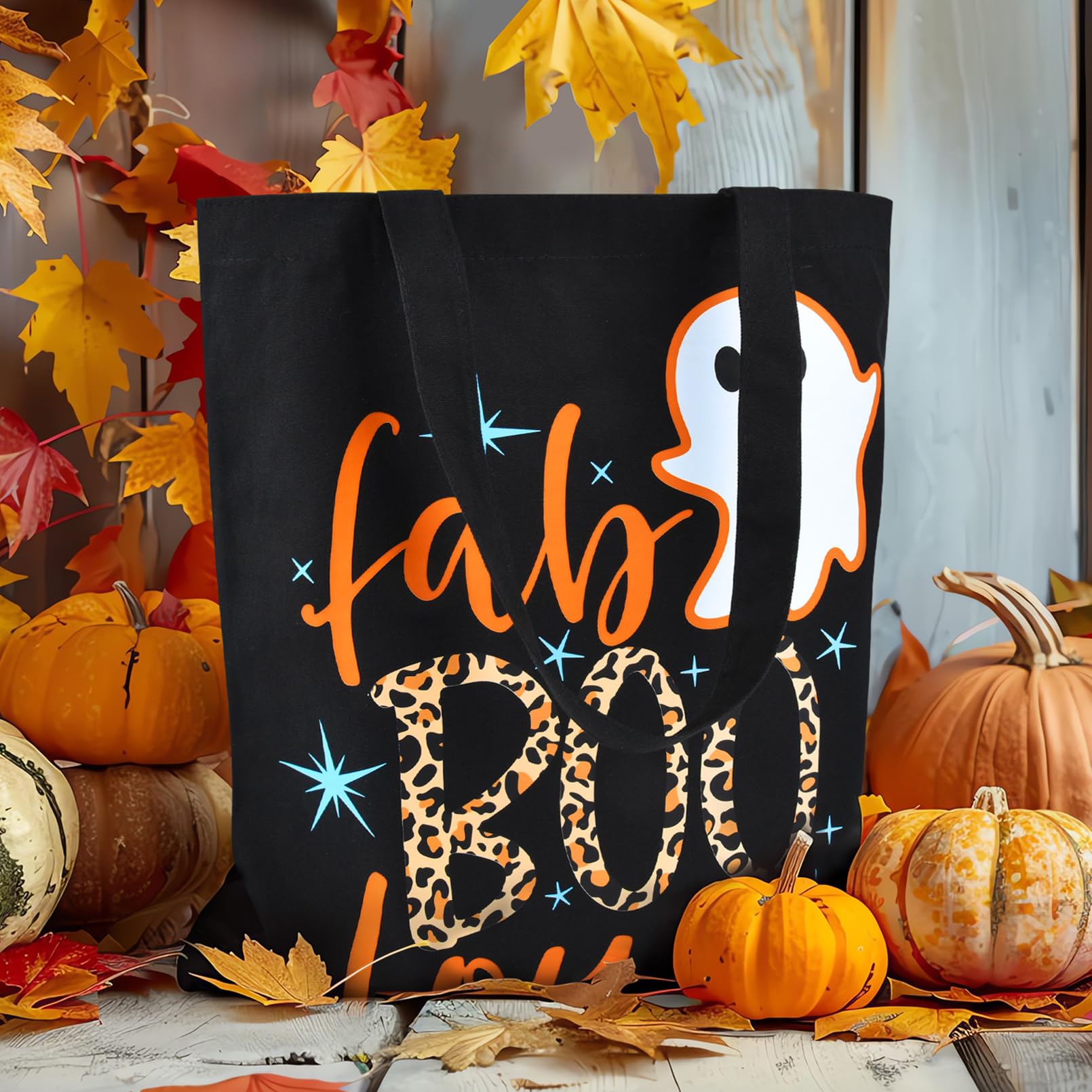 Aileam Halloween Tote Bag Trick or Treat Bag Halloween Canvas Bags Reusable Large Halloween Gifts Grocery Candy Bag for Kids