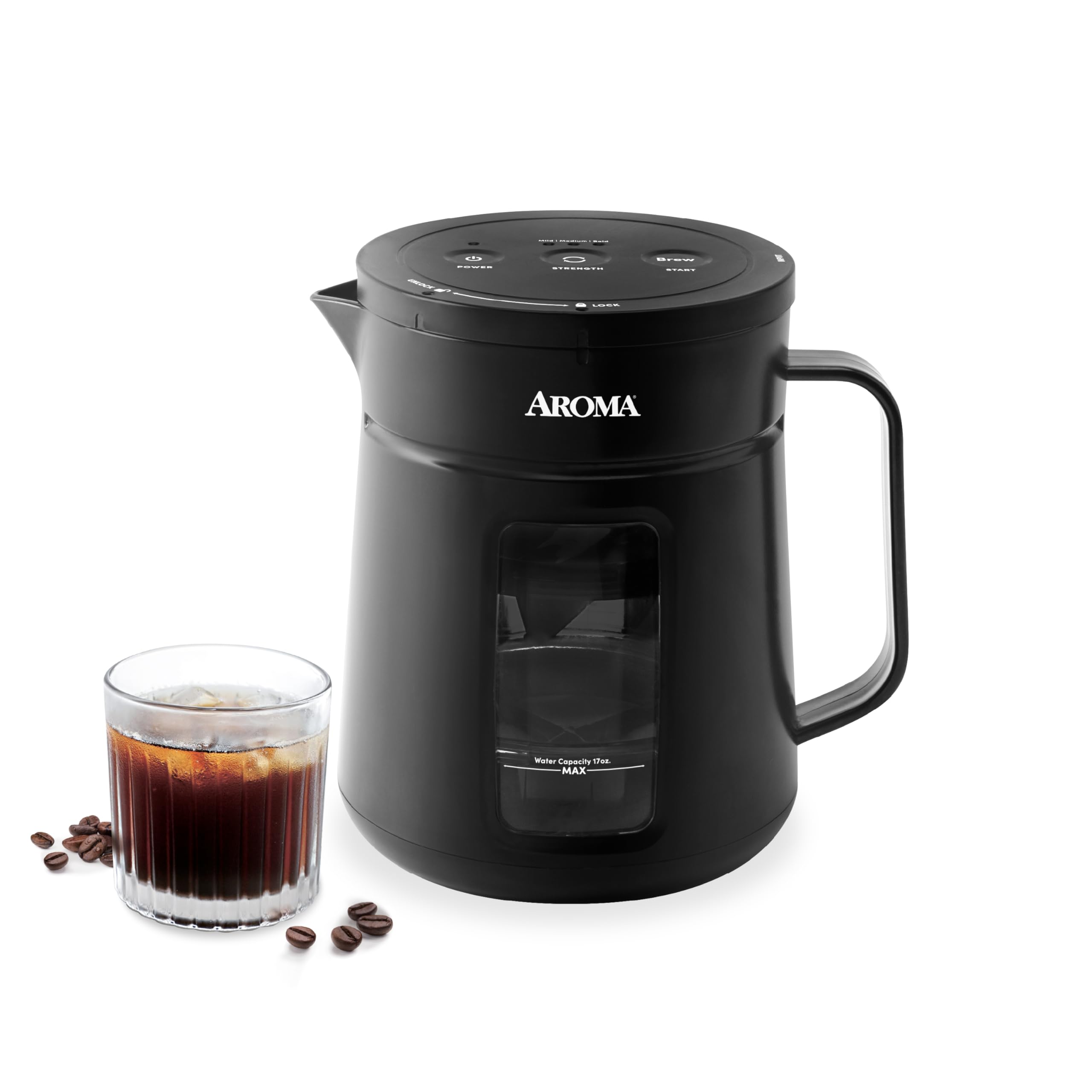 AROMA® 5-Minute Instant Cold Brew Coffee Maker with Pressure Infusion Cold Brew Coffee Carafe (17 Ounces)