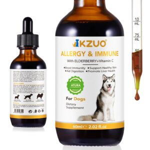 bivinke allergy relief drops for dogs,immune support supplement,dog supplement,dietary supplement,dog skin issues with elderberry & vitamin c vitamins - 2 fl oz/60ml (1pcs)