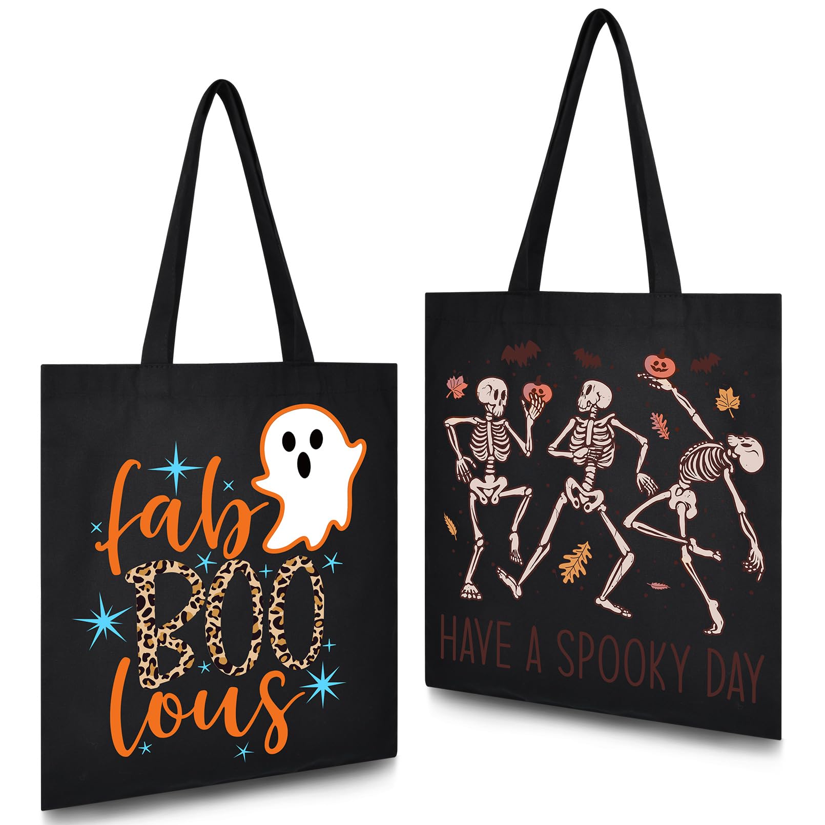 Aileam Halloween Tote Bag Trick or Treat Bag Halloween Canvas Bags Reusable Large Halloween Gifts Grocery Candy Bag for Kids