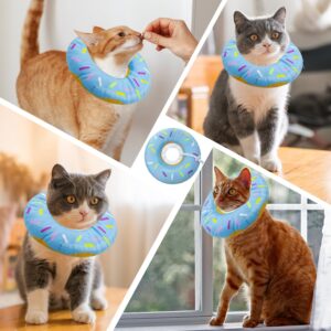 Seyezo Cat Cone Soft Collar, Adjustable Cat Recovery Collar for Small Medium Large Cats, Cute Donut E Collar After Surgery, Anti-Lick Wound Healing Elizabethan Collar for Kittens(Donut Blue, Small)