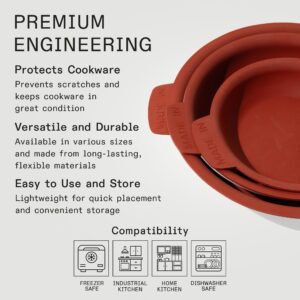 Made In Cookware - 3 Piece Set (Includes 8",10",12") Frying Pan Protectors - Red - Molded Silicone - Dishwasher Safe