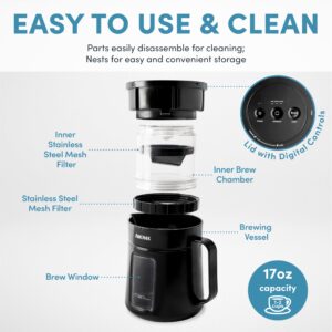 AROMA® 5-Minute Instant Cold Brew Coffee Maker with Pressure Infusion Cold Brew Coffee Carafe (17 Ounces)