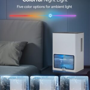 118 OZ Dehumidifier for Home, Quiet Small Dehumidifiers (800 sq.ft), 2 Working Modes,Timing Setting, Auto Shut Off, 5 Colors LED Light Dehumidifier for Basement Bedroom Bathroom