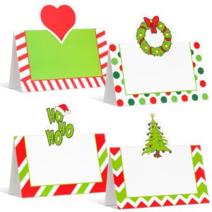 affrolling 48 pcs christmas place cards for table green elf christmas table name cards green christmas elf place cards tented folded dinner name tag for birthday holiday party