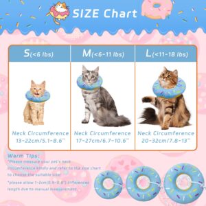 Seyezo Cat Cone Soft Collar, Adjustable Cat Recovery Collar for Small Medium Large Cats, Cute Donut E Collar After Surgery, Anti-Lick Wound Healing Elizabethan Collar for Kittens(Donut Blue, Small)