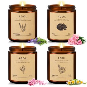 4 pack scented candles for home, 28 oz 200 hours burn, luxury amber jar natural soy candles, aromatherapy candles set, candles gift for women men birthday thanksgiving christmas, spa, sleep,yoga,read