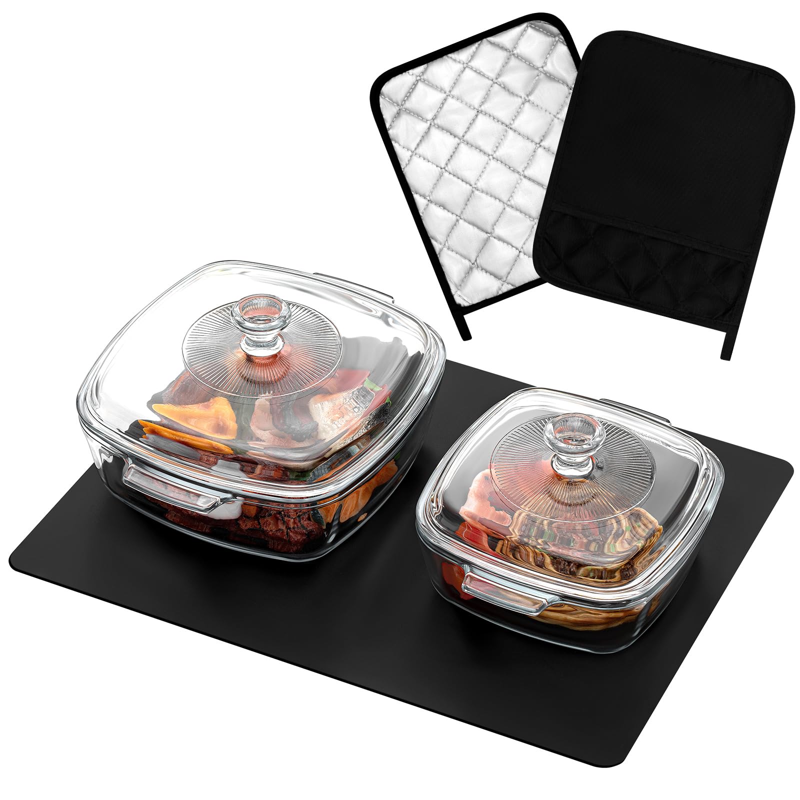 Teenyyou 5 Pcs Square Glass Casserole Dish with Lid Oven Safe Baking Glass Dish with Lid, Covered Casserole Dishes for Oven, Glass Bowl Oven 1.5 L/ 0.8 L Casserole Dish with Lid