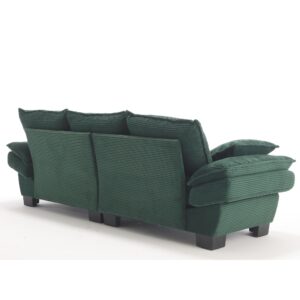 GNIXUU Cloud Loveseat Sofa Couch, Comfy Corduroy 3 Seat Sofa with Deep Seat & Wider Armrest，88.6” Upholstered Modern Sailboat Couches for Living Room, Apartment, Office, Small Space, Green