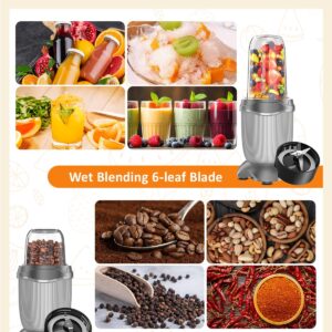 Smoothie Blender, 1000 W Upgraded Compact Personal Blender for Shakes and Smoothies, Juice, Frozen Drinks, Sauces & More, Smoothies Maker with 2 * 26 Oz To-Go Cups, 2*Spout-Lids