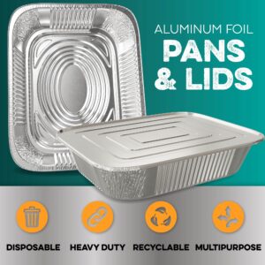 Aluminum Pans With Lids 9x13 [10 Sets] Aluminum Foil Pans Trays With Lids - Half Size Tin Foil Disposable Pans For Baking, Roasting, Cake Serving Dishes, Catering Supplies, Steam Table Chafing