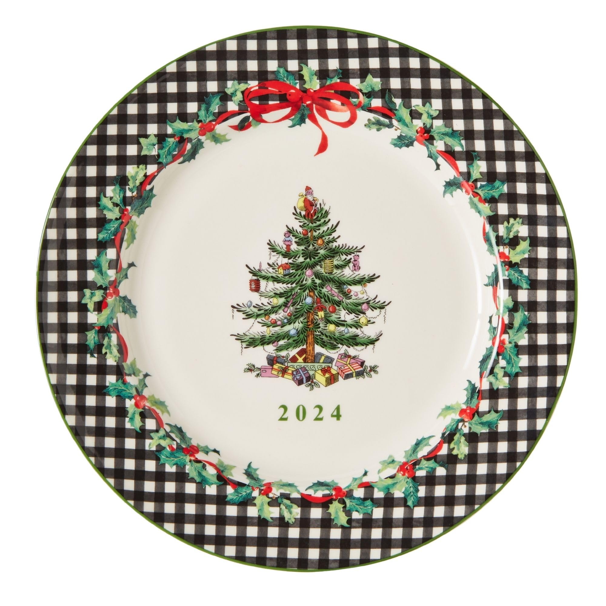 Spode Christmas Tree 8" Porcelain Dinner Plate, 2024 Annual Collector Plate - Holiday Dinnerware & Decorative Plate, Winter Serving for All Parties & Occasions - For Casserole, Appetizers, Brisket