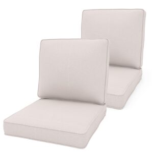 Outdoor Chair Cushions, 24" x 23" High-Density Foam Deep Seat Patio Cushions with Olefin Fabric & Removable Zipper Cover, Outdoor Furniture Replacement Cushions Set of 2 for Chair Sofa Couch - Beige