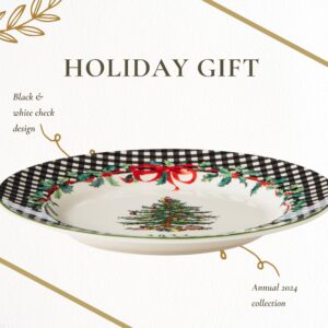 Spode Christmas Tree 8" Porcelain Dinner Plate, 2024 Annual Collector Plate - Holiday Dinnerware & Decorative Plate, Winter Serving for All Parties & Occasions - For Casserole, Appetizers, Brisket