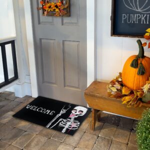 FramePro Halloween Rugs Door Mat Funny Skull Decor Welcome Mat Non Slip Indoor Outdoor Skull Rug Halloween Party Decor 17" X30"