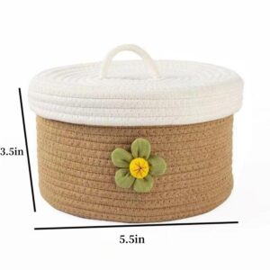 Small Covered Storage Basket, Handmade Woven Fresh Style Desktop Decoration, Organizing Household Miscellaneous Items