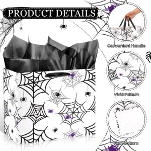 Halloween Spider Gift Bag Trick or Treat Gift Bag with Tissue Paper Greeting Card Halloween Party Favors Spider Web Wrapping Paper Goodie Bag for Halloween Birthday Baby Shower Party Supplies