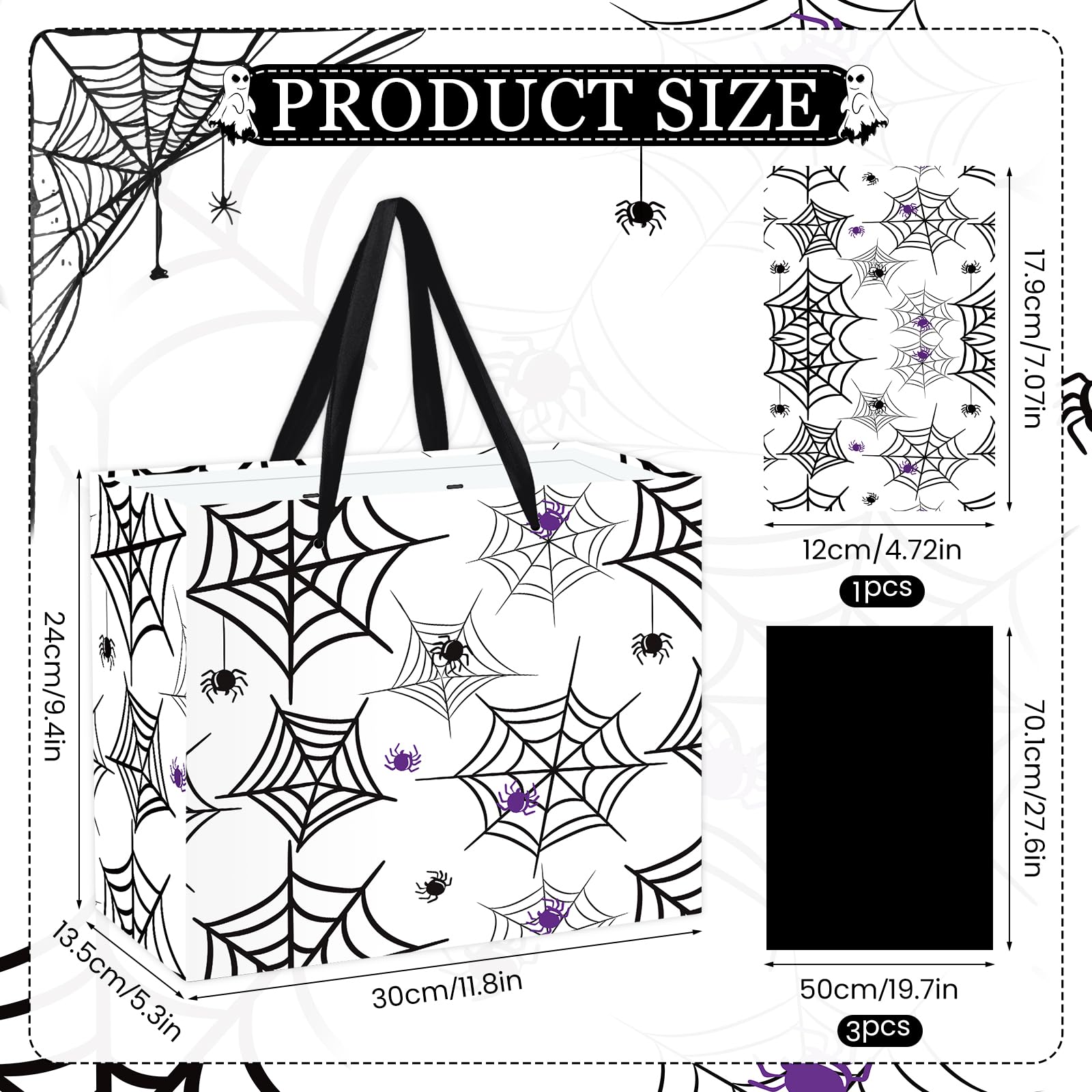 Halloween Spider Gift Bag Trick or Treat Gift Bag with Tissue Paper Greeting Card Halloween Party Favors Spider Web Wrapping Paper Goodie Bag for Halloween Birthday Baby Shower Party Supplies