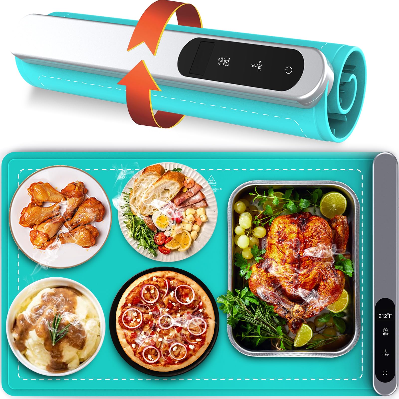 Food Warming Mat, Upgraded Graphene Full Surface Heating Foldable Heater Food Pad, Compact Silicone Materials, 6 Heat Settings, Multifunctional Food Warmers for Parties Buffet, Events, Daily Life Use