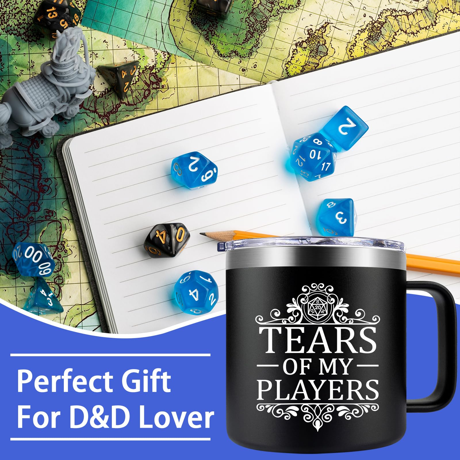 Fufendio Dungeons and Dragons Gifts for Men Women - Tears of My Players Mug 14oz - Dnd Gifts for Brother Friend - Dungeons and Dragons Christmas Gifts Ideas - Dungeon Master Gifts