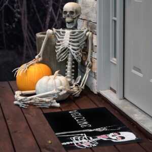 FramePro Halloween Rugs Door Mat Funny Skull Decor Welcome Mat Non Slip Indoor Outdoor Skull Rug Halloween Party Decor 17" X30"