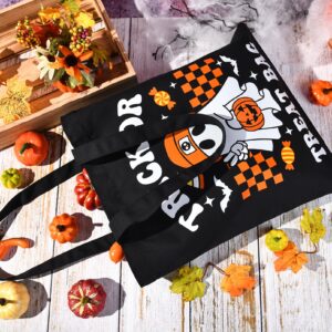 SOIDRAM Halloween Tote Bag Trick or Treat Bags Large Candy Tote Bag for Halloween Bag for kids Halloween Teacher Gifts kid's Snacks Canvas Bag