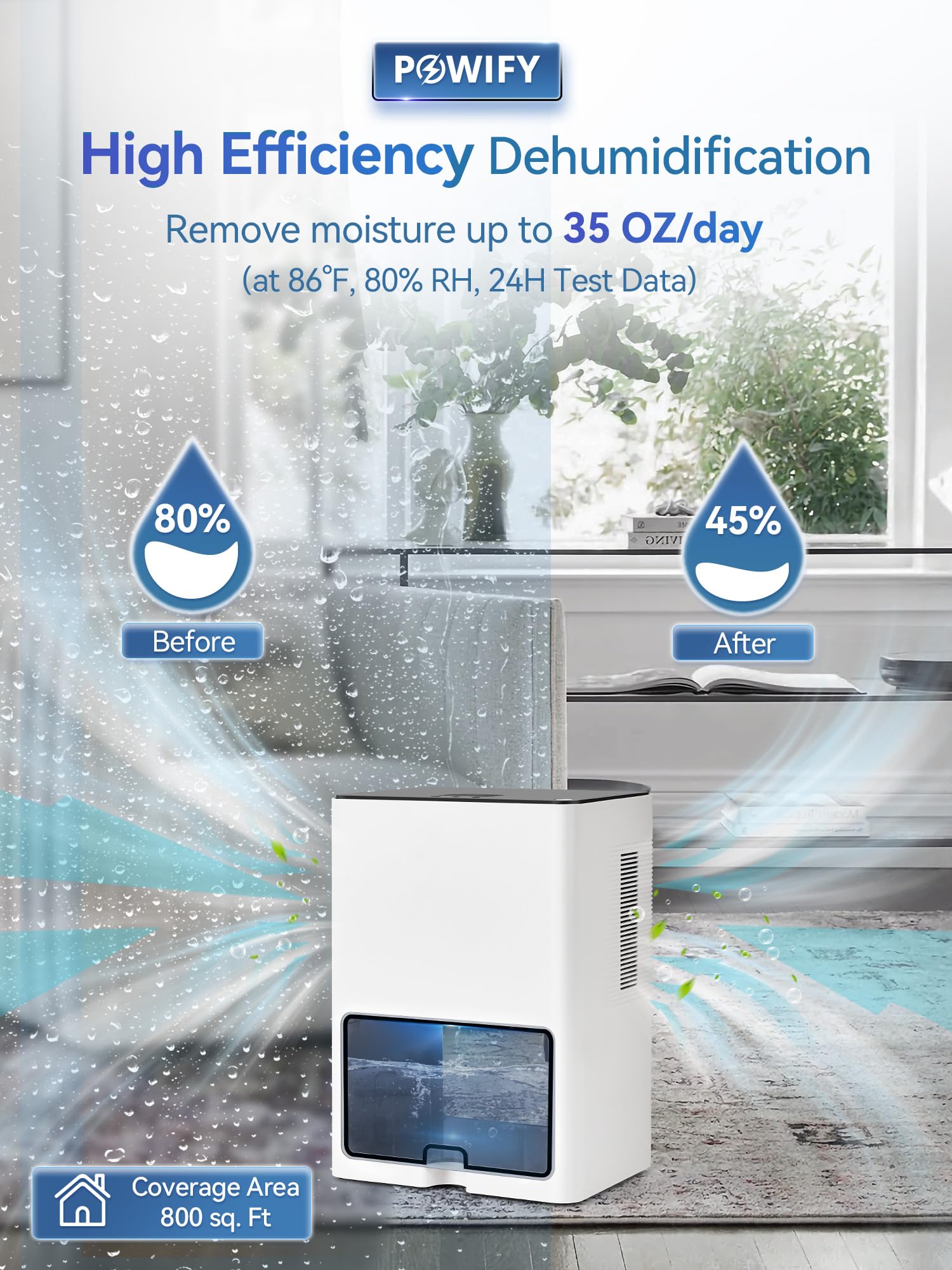 118 OZ Dehumidifier for Home, Quiet Small Dehumidifiers (800 sq.ft), 2 Working Modes,Timing Setting, Auto Shut Off, 5 Colors LED Light Dehumidifier for Basement Bedroom Bathroom