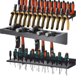 memorywuu 3 pcs 16in tool holder organizer for screwdrivers, hammer, pliers, wall mounted metal storage rack organizer for workshop, workbench, fit most of screwdrivers, hammer, pliers or small tools