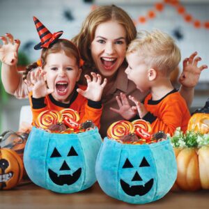 YIQTAO Halloween Teal Pumpkin Reusable Fabric Trick or Treat Buckets - jack O Lantern Bucket- Large Halloween Basket - Halloween Plush Candy Bags –Halloween tote bags